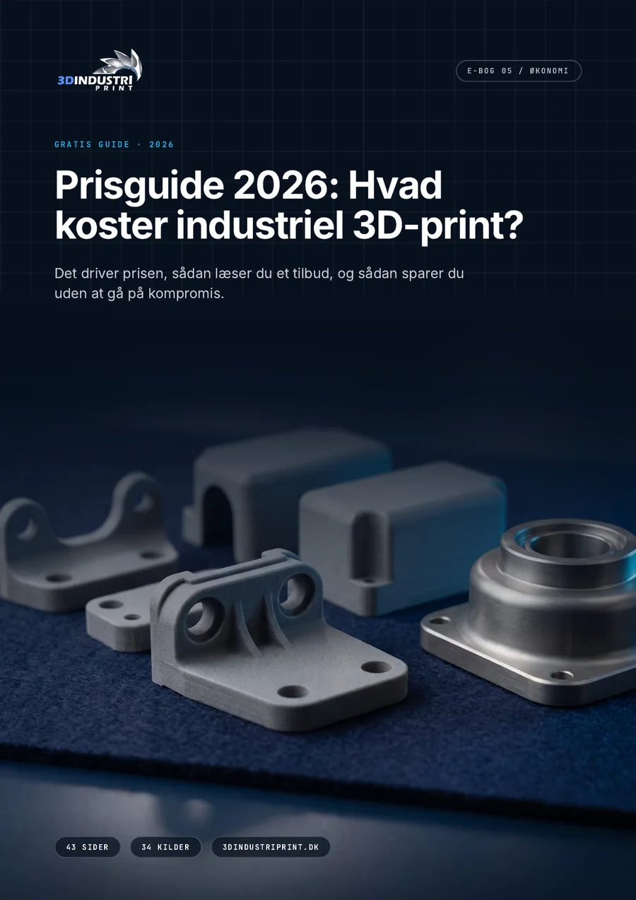 Forsiden af e-bogen Prisguide 2026: Hvad koster industriel 3D-print?