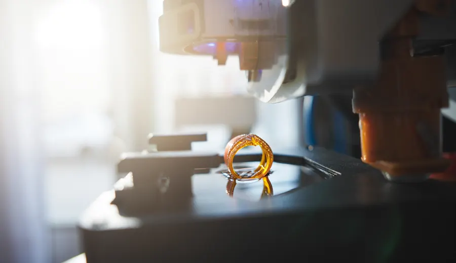 Smykkering printet i støbbar resin som model til investment casting i guld eller bronze