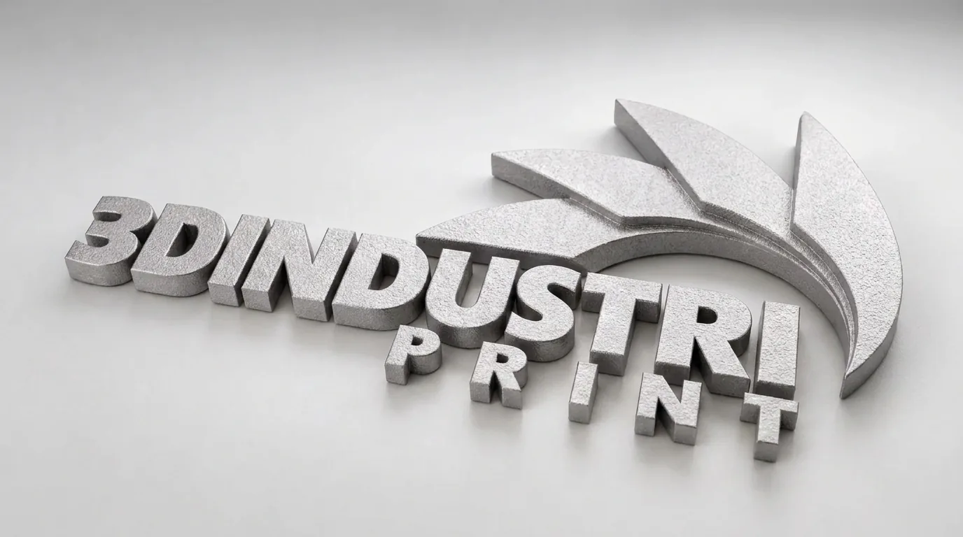 3Dindustriprint-logoet i Aluminium AlSi10Mg (Metal), glasblæst
