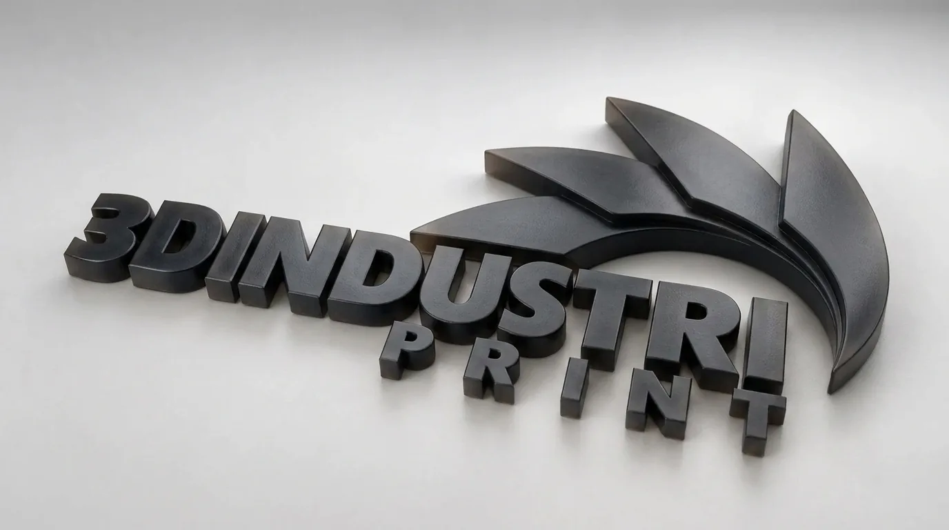 3Dindustriprint-logoet i Nylon PA12 (SLS), dampglattet