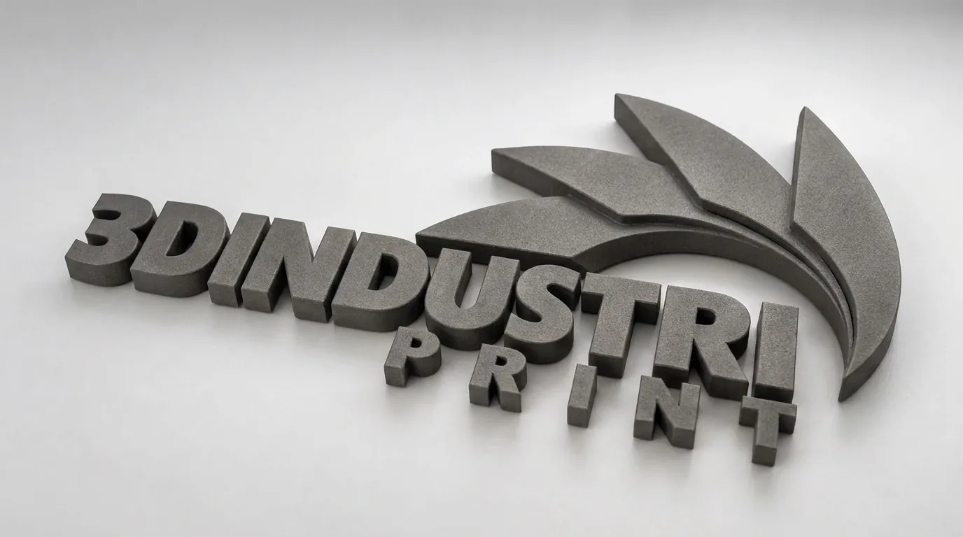 3Dindustriprint-logoet i Titanium (Metal), glasblæst