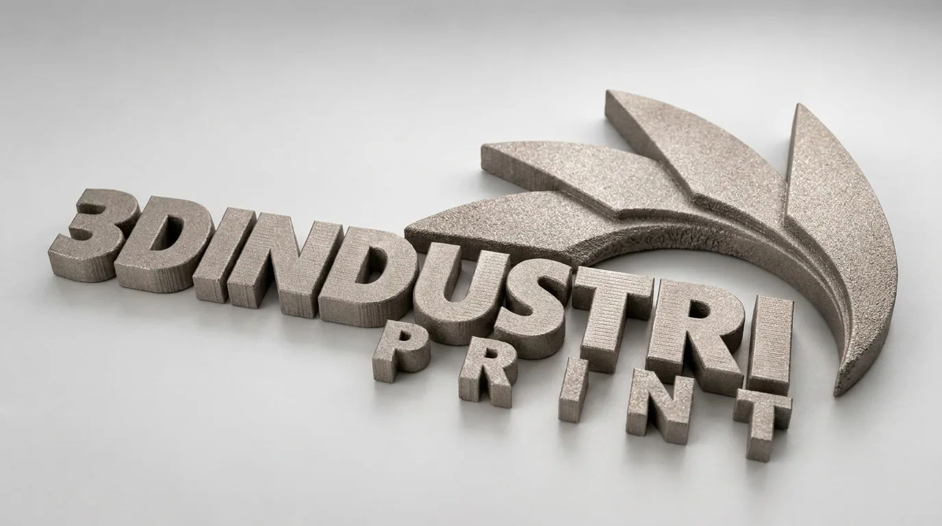 3Dindustriprint-logoet i Titanium (Metal), som printet